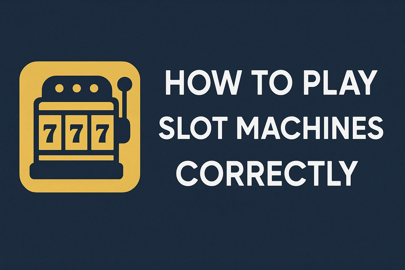How to Play Slot Machines Correctly